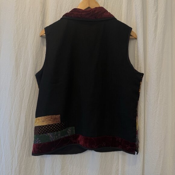 Coldwater Creek Vest Women L Ruffle Patchwork Textured Artsy Festival Indie Boho - Picture 6 of 10